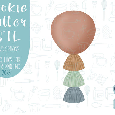 Boho balloon Cookie cutter stl, png image file, 3D printing, instant download, birthday png for Eddie edible ink printer, boho birthday stl