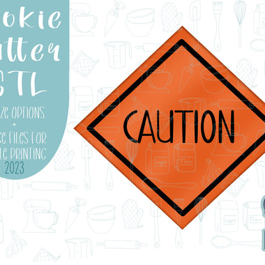 caution sign cookie cutter stl file for 3D printing with png printable instant download for Eddie the edible printer, construction cookie