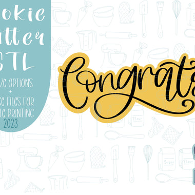 Congrats cookie cutter stl file for 3D printing, congrats png image for EDDIE edible printer, celebration stl and png, congratulations png