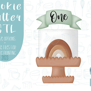 Boho cake with banner, cake Cookie cutter stl, png image file, 3D printing, instant download, rainbow cake png for Eddie edible ink printer