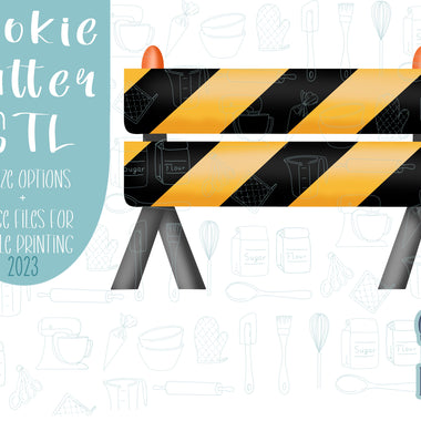 Road construction blockade Cookie cutter stl with png image for eddie edible ink printer, royal icing image, construction cookie cutter set,