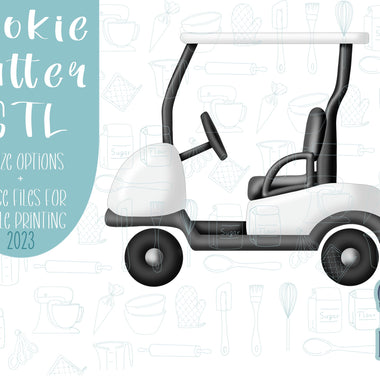 Golf cart cookie cutter stl file for 3d printing, master tournament png printable instant download for Eddie edible ink printer, fathers day