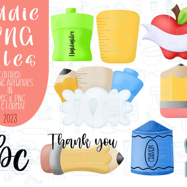 Teacher appreciation png graphic bundle set for Eddie edible printer, back to school royal icing image png file education plaque and banner