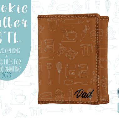 Brown leather wallet Cookie cutter stl files for 3d printing, printable png images for Eddie edible printers, masculine Father’s Day gift