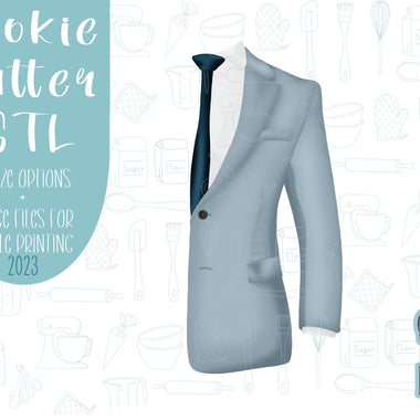Gray wedding tux Cookie cutter stl files for 3d printing, printable png images for Eddie edible printers, masculine tuxedo Father’s Day gift