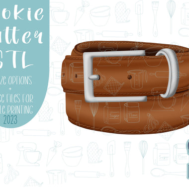 Brown leather belt Cookie cutter stl files for 3d printing, printable png images for Eddie edible printers, masculine Father’s Day gift