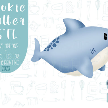 Angry Shark Cookie cutter stl files for 3d printing, printable png images for Eddie edible printers, shark week, summer break, sea animal