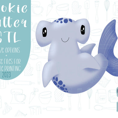 Hammerhead Shark Cookie cutter stl files for 3d printing, printable png images for Eddie edible printers, shark week, summer break, ocean