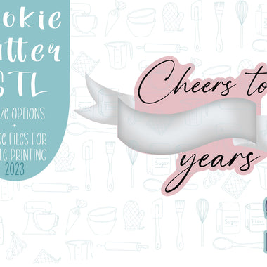 Anniversary Cookie cutter stl files for 3d printing, banner plaque printable png images for Eddie edible printers