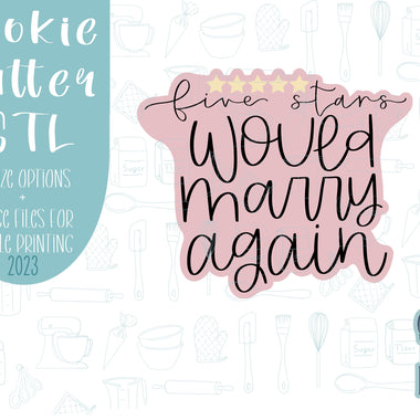 Five star marriage Cookie cutter stl files for 3d printing, plaque printable png images for Eddie edible printers