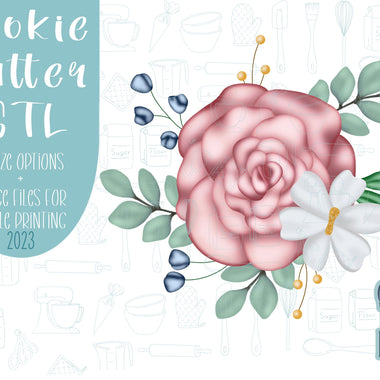 Floral bouquet Cookie cutter stl files for 3d printing, printable flower png images for Eddie edible printers