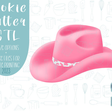 Cowgirl hat Cookie cutter stl files for 3d printing, bachelorette cowgirl printable png images for Eddie edible printers