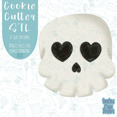 Skull Cookie cutter stl files for 3d printing with matching printable png images for Eddie edible printers