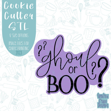 Halloween baby gender reveal Cookie cutter stl files for 3d printing with matching printable png images for Eddie edible printers, ghoul boo