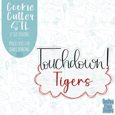 Touchdown plaque Cookie cutter stl files for 3d printing with matching printable png images for Eddie edible printers