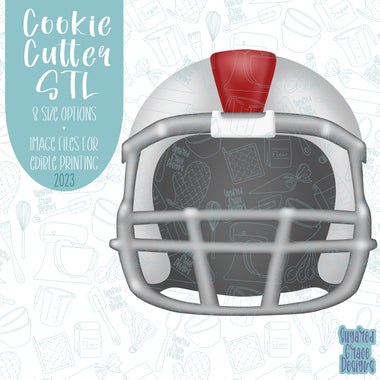Football helmet Cookie cutter stl files for 3d printing with matching printable png images for Eddie edible printers