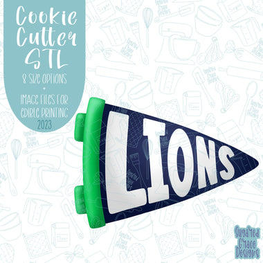 Cheer flag cookie cutter stl file set for 3d printing with matching printable png images for Eddie edible printers