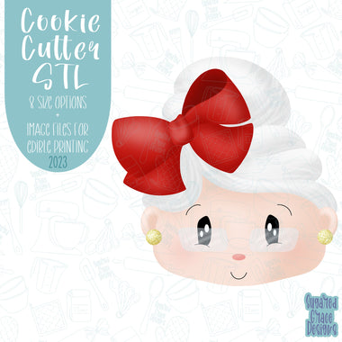 Mrs Clause Cookie cutter STL file for 3D printing with png printable instant download for EDDIE edible ink printer