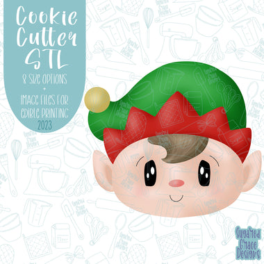Christmas Elf Cookie cutter STL file for 3D printing with png printable instant download for EDDIE edible ink printer
