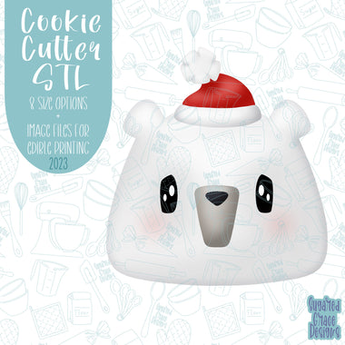 Polar bear Cookie cutter STL file for 3D printing with png printable instant download for EDDIE edible ink printer