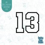 Block Number 13 thirteen cookie cutter with png images for edible printers including Eddie