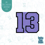 Block Number 13 thirteen cookie cutter with png images for edible printers including Eddie