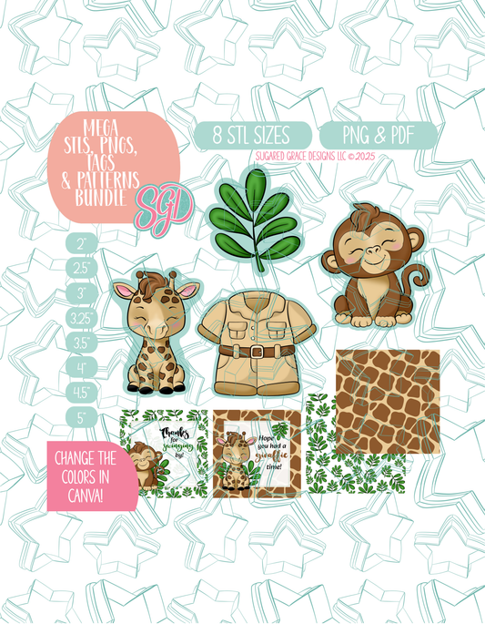 05/26 Monthly Batch - featuring 4 Cookie Cutter STL designs, 2 Cookie Tags, & 2 Printable Patterns - Zoo Theme