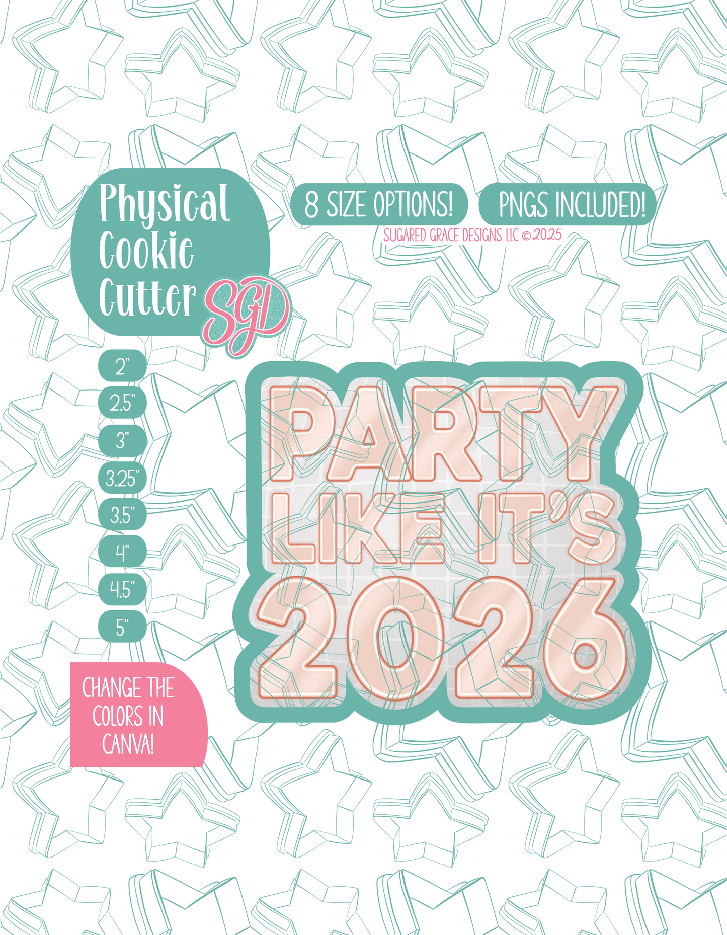 2026 New Years Plaque Cookie Cutter with matching PNG