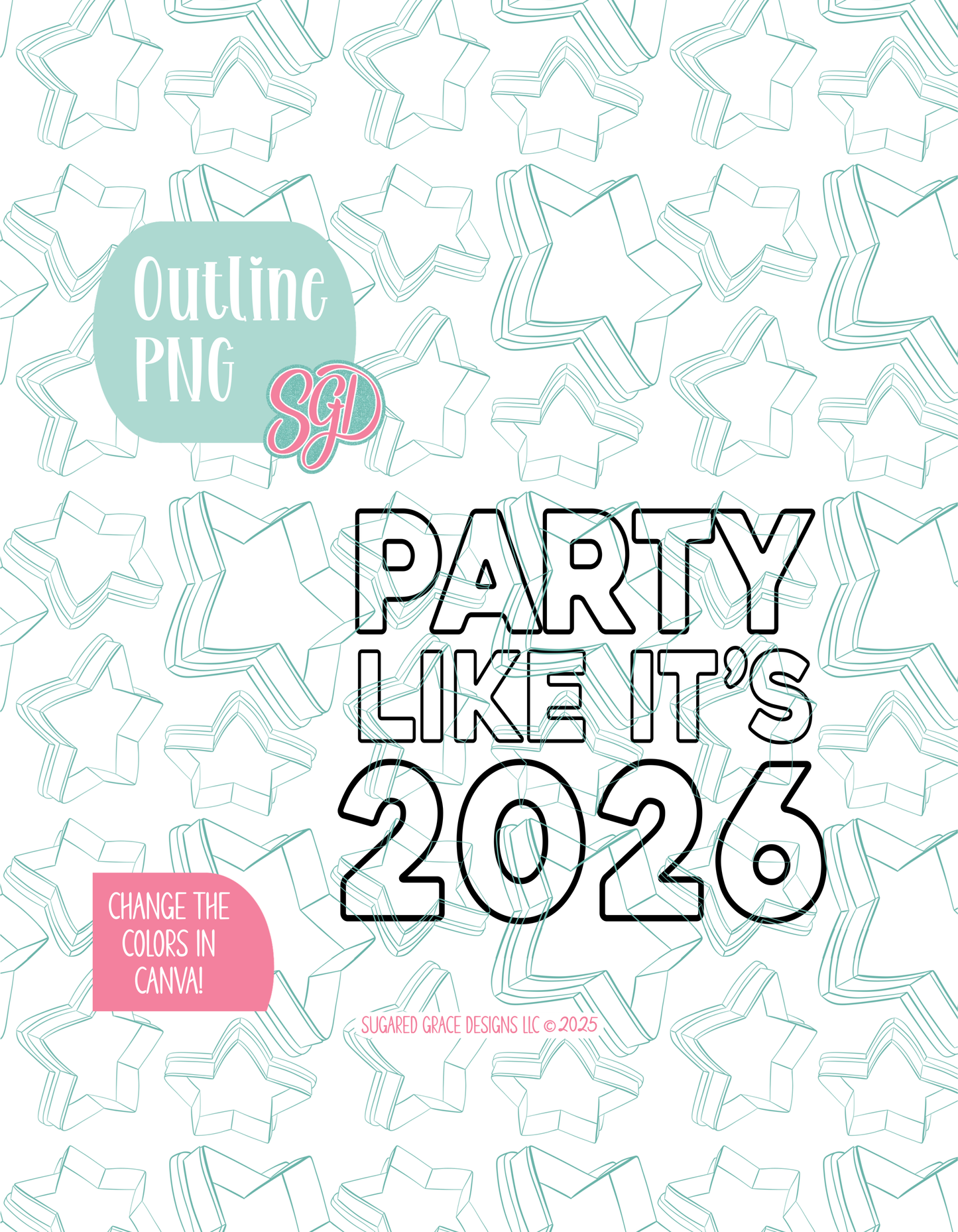 2026 New Years Party Plaque Cookie Cutter STL and PNG set