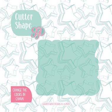 Shape of Cookie Cutter STL matching "Party Like It's 2026" New Years Plaque design below a star patterned watermark of Sugared Grace Design's brand
