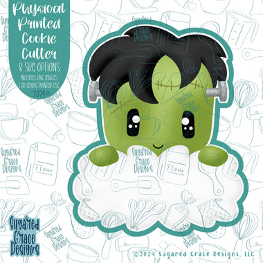 Frankenstein Plaque Cookie Cutter with Matching Printable PNG Images for Edible Ink Printers Including Eddie