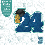 2024 Graduation Number 24 with Grad Cap Cookie Cutter with Matching PNG Images for Edible Ink Printers Including Eddie