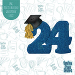 2024 Graduation Number 24 with Grad Cap Cookie Cutter with Matching PNG Images for Edible Ink Printers Including Eddie