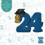 2024 Graduation Number 24 with Grad Cap Cookie Cutter with Matching PNG Images for Edible Ink Printers Including Eddie