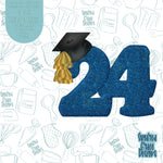 2024 Graduation Number 24 with Grad Cap Cookie Cutter STL Files for 3D Printing with Matching Printable PNG Images for Edible Ink Printers Including Eddie