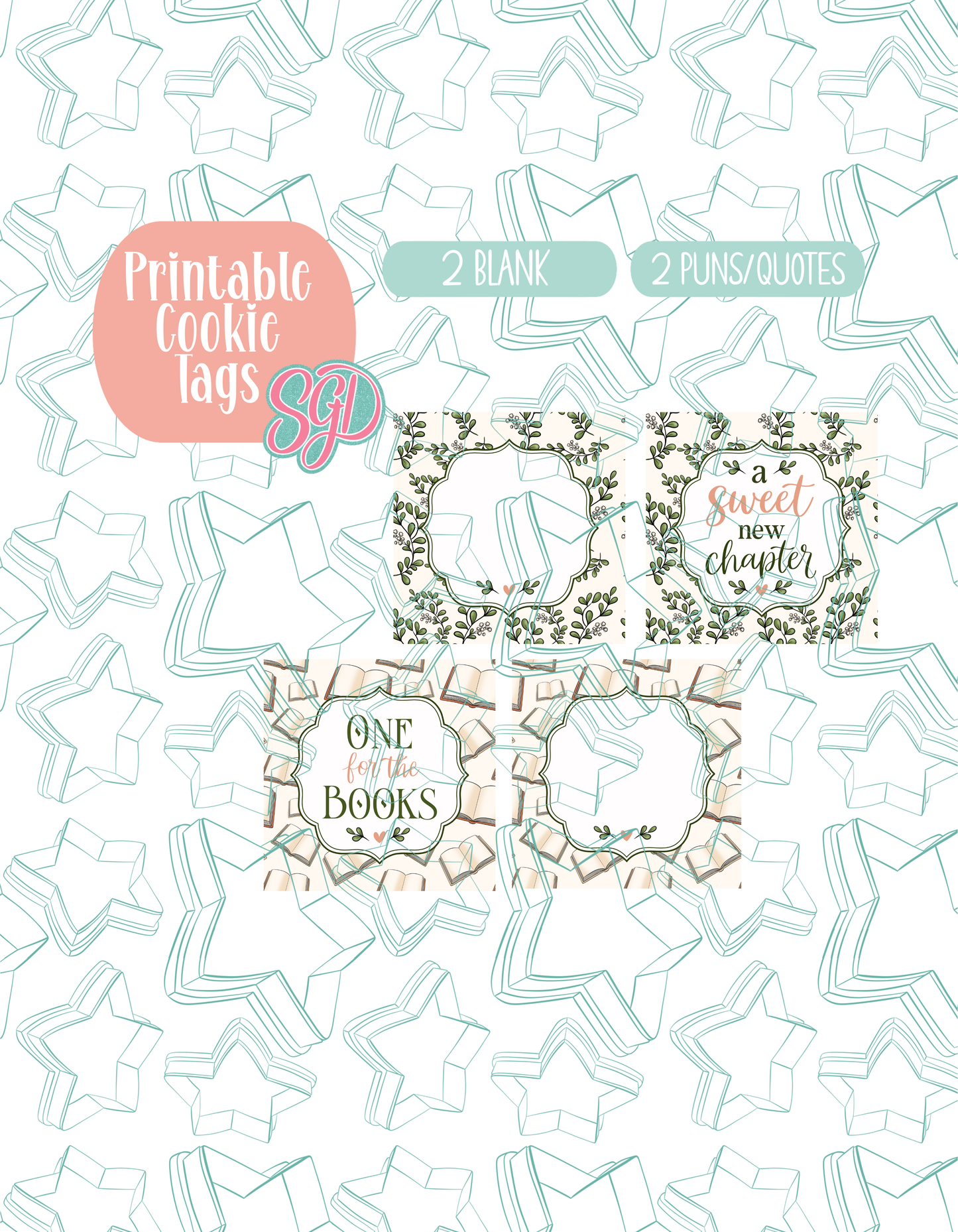 A New Chapter Begins  - 4 Cookie Cutter STL designs, 2 Cookie Tags, & 2 Printable Patterns - 6/26 Monthly Batch