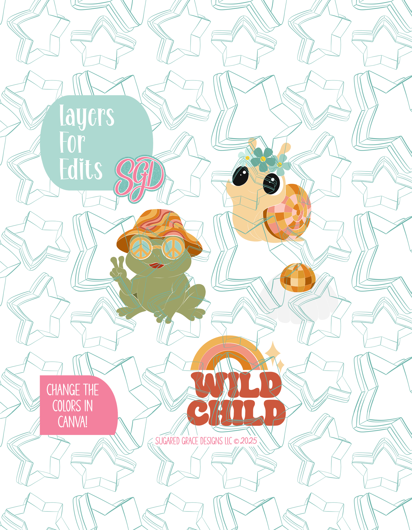 12/25 Monthly Batch - featuring 4 Cookie Cutter STL designs, 2 Cookie Tags, & 2 Printable Patterns - Disco Wild Child