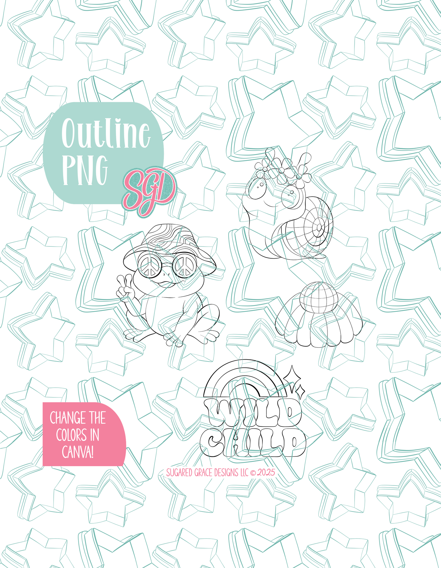 12/25 Monthly Batch - featuring 4 Cookie Cutter STL designs, 2 Cookie Tags, & 2 Printable Patterns - Disco Wild Child