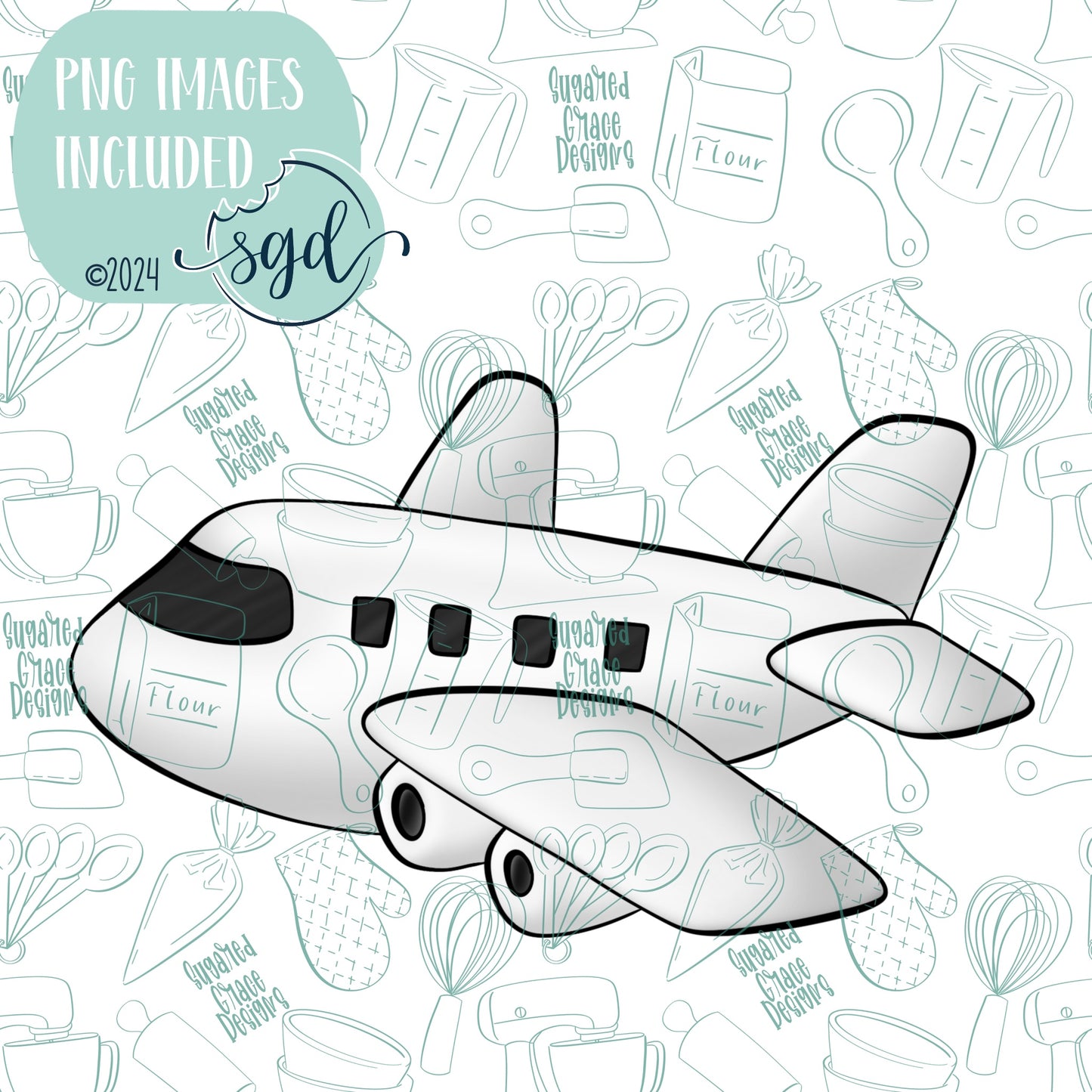 Airplane Cookie Cutter STL Files for 3D Printing with Matching Printable PNG Images for Edible Ink Printers Including Eddie
