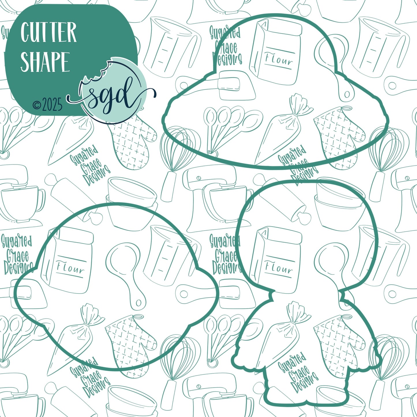 Extraterrestrial Alien Cookie Cutter Set of 3 with PNG Images to Match - Hand Drawn Graphics for Edible Ink Printers