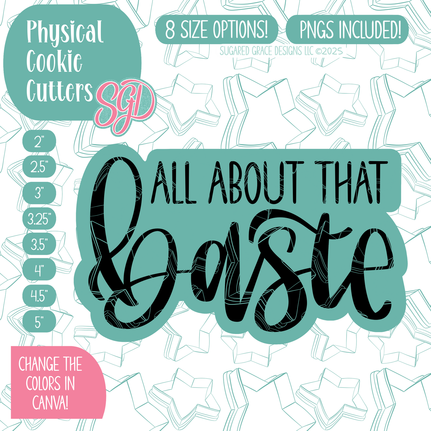 All About That Baste Cookie Cutter Plaque with PNG Images to Match - Hand Drawn Graphics for Edible Ink Printers