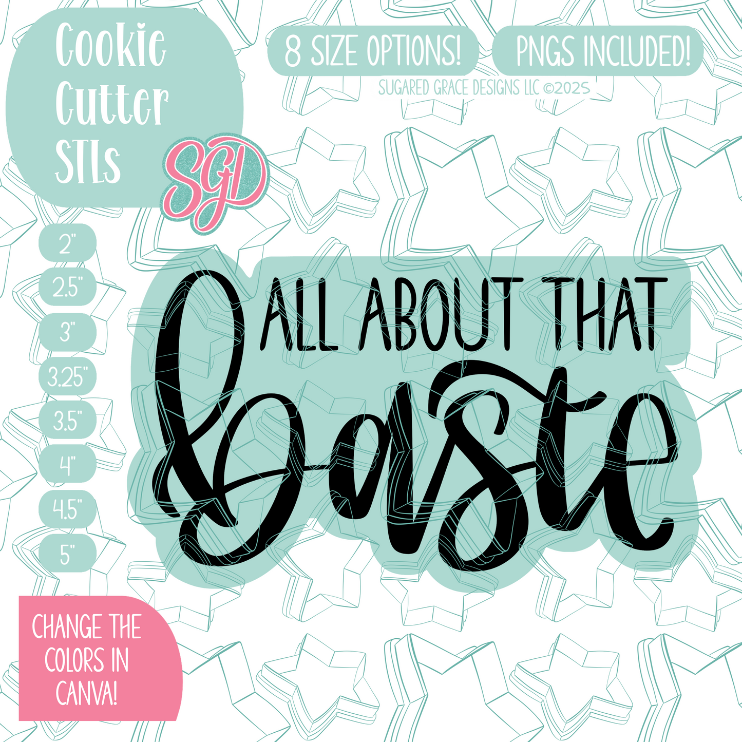 All About That Baste Cookie Cutter STL File with PNG Images to Match - For 3D Printing and Edible Ink Printers