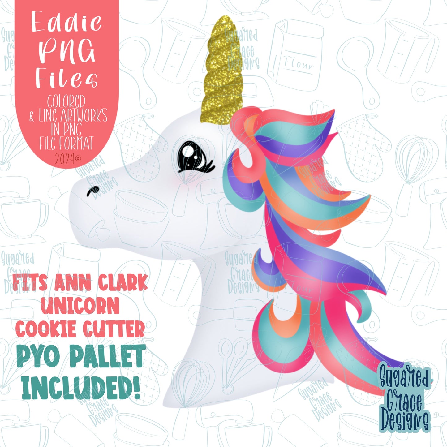 Unicorn PNG Images to match A.C. Metal Cookie Cutter