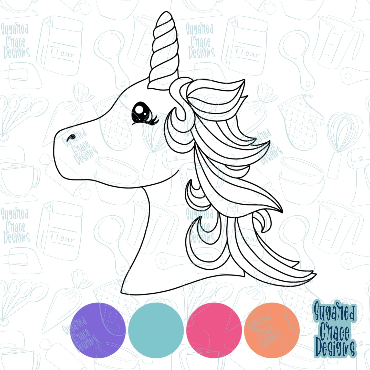 Unicorn PNG Images to match A.C. Metal Cookie Cutter