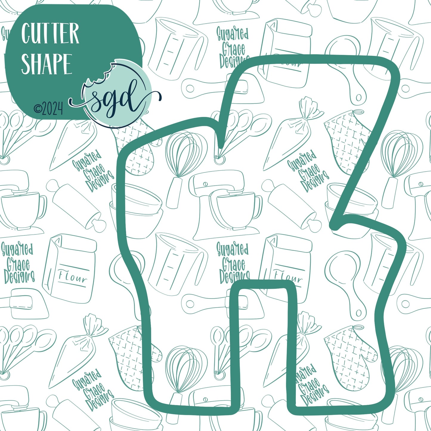 Christmas Deer Antler Mug Hugger Cookie Cutter with PNG Images to Match - Hand Drawn Graphics for Edible Ink Printers
