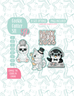 Editable Arctic New Years Cookie Cutter STL and PNG Set with 4 Designs (Digital Download)