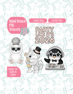 Arctic New Years Set of 4 Designs for Edible Ink Printers - Hand Drawn Editable Graphics (Digital Download)