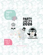 Editable Arctic New Years Cookie Cutter STL and PNG Set with 4 Designs (Digital Download)