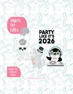 Arctic New Years Set of 4 Designs for Edible Ink Printers - Hand Drawn Editable Graphics (Digital Download)