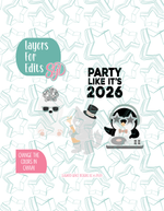 2026 Arctic New Years Cookie Cutter set with matching PNG - Set of 4 Designs